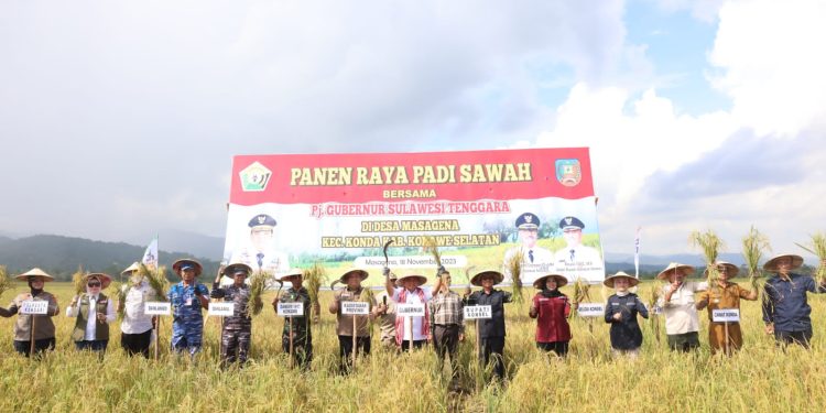 Pj Gubernur Sultra : Panen Raya di Konawe Selatan Hasilkan 2.876,4 Ton Padi