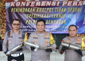 Satlantas Polresta Denpasar Sita Ratusan Knalpot Brong